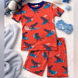 Mini Boden Dinosaur Pajama Set - Red and Blue